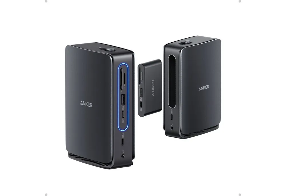 Anker Laptop-Dockingstation Anker Nano Laptop Dock, Integrierter Hub, 13-in-1 USB-C Triple-Display, (13-in-1 Dockingstation, 6-in-1 abnehmbarer Hub, 1m USB-C Kabel), Max. 100W Power Delivery, max. 10 Gbps Datenübertragung