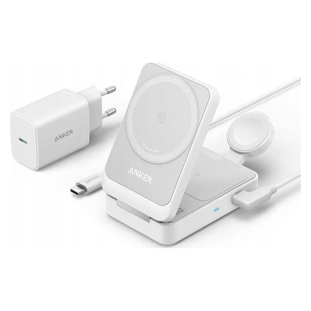 Anker Prime 3-in-1 MagGo Zusammenklappbares kabelloses Ladegerät 15 W Weiß