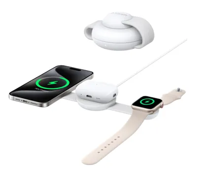 Anker MagGo Wireless Faltbarer Charger mit QI2 (3-in-1), Weiß, 15W