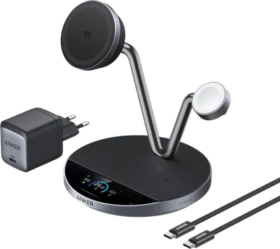 Anker Prime 3-in-1 MagGo und Qi2.2 Kabelloses Ladegerät 25 W Schwarz
