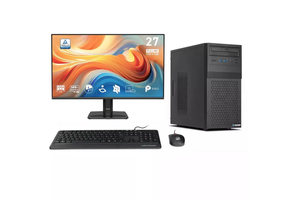 ANKERMANN-PC Office komplett PC Büro PC-Set (Intel Core i5 10400, Core Onboard Graphics, 16 GB RAM, 480 GB SSD, Luftkühlung)