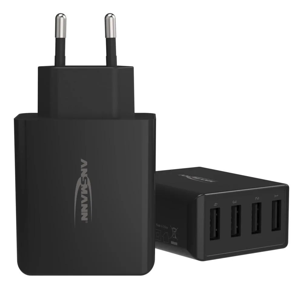 1001-0107 Home Charger HC430 schwarz / 6 A / 30 W / 4 Port Ladegerät (USB-A)