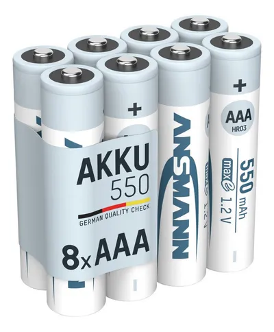 ANSMANN AG Akku AAA 550mAh Micro NiMH 1,2V – 1000x wiederaufladbar (8 Stück) Akku 550 mAh (1.2 V)