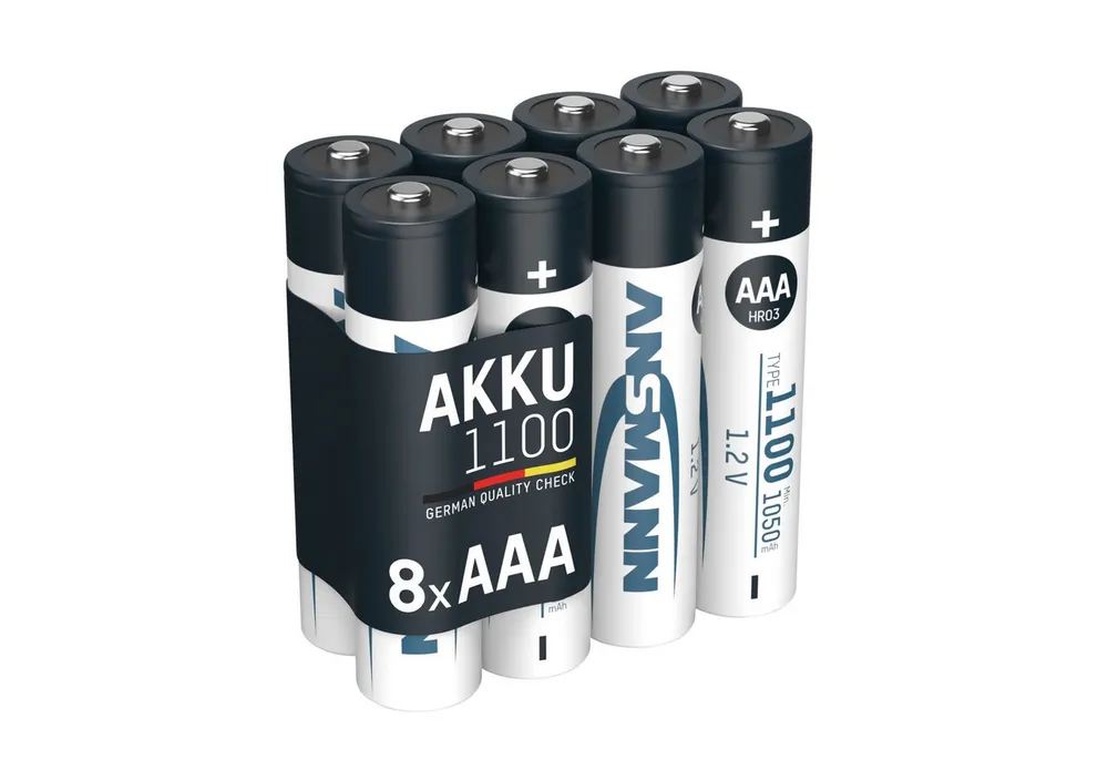 ANSMANN AG Akku AAA, 8 Stück Typ 1100 mAh (min. 1050 mAh) NiMH 1,2 V Akku 1100 mAh (1.2 V)