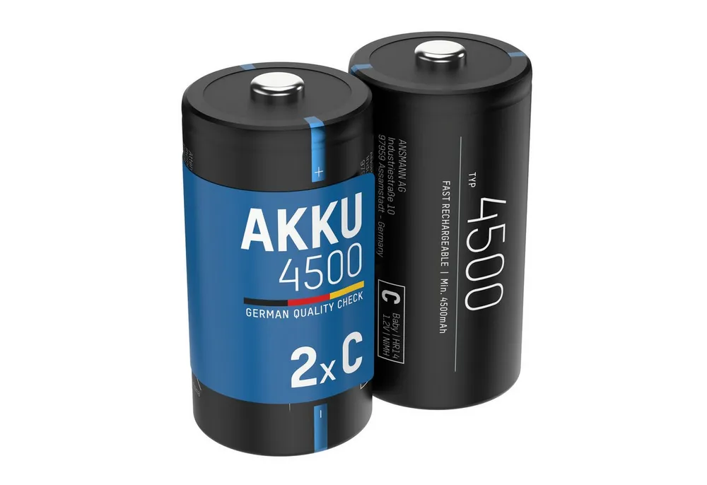 ANSMANN AG Akku Baby C, 4500 mAh 1,2V, 2 Stück, geringe Selbstentladung Akku 4500 mAh (1.2 V)