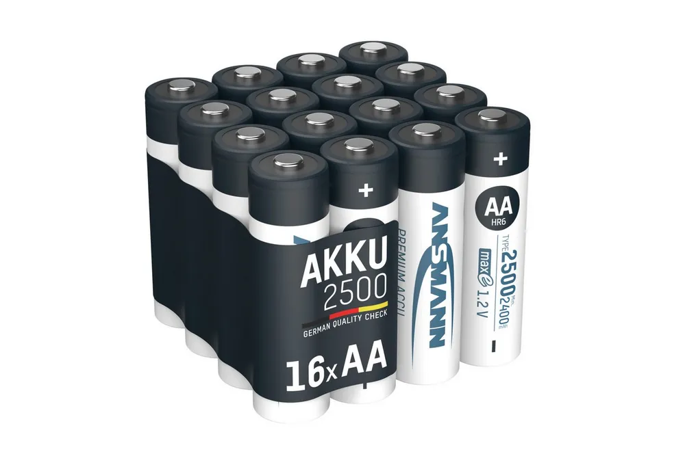 ANSMANN AG Akku Mignon AA 2500 mAh1,2V Ni-MH, 16 Stück Akku 2500 mAh (1.2 V)
