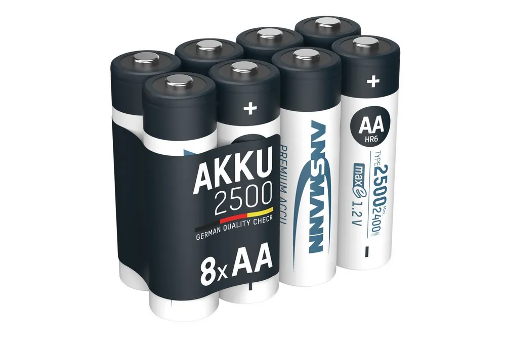 ANSMANN AG Akku Mignon AA 2500mAh 1,2V NiMH, 8 Stück Akku 2500 mAh (1.2 V)