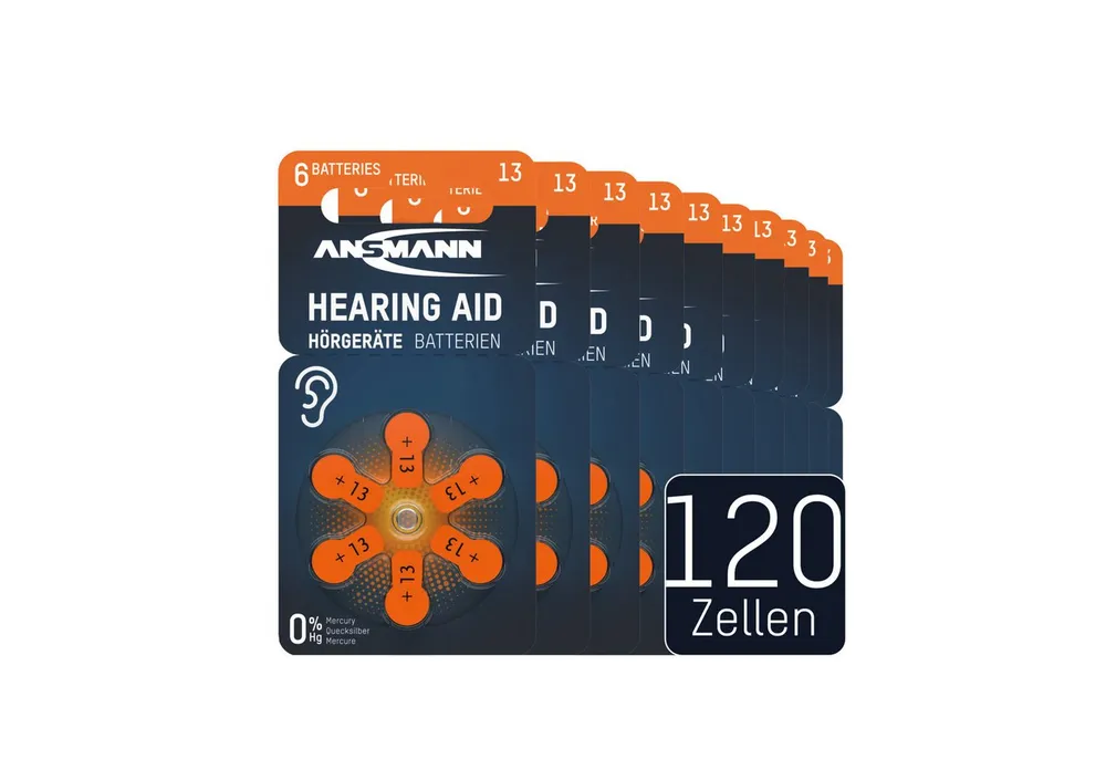 ANSMANN AG Hörgerätebatterien Typ 13 orange, 120 Stück Knopfzelle