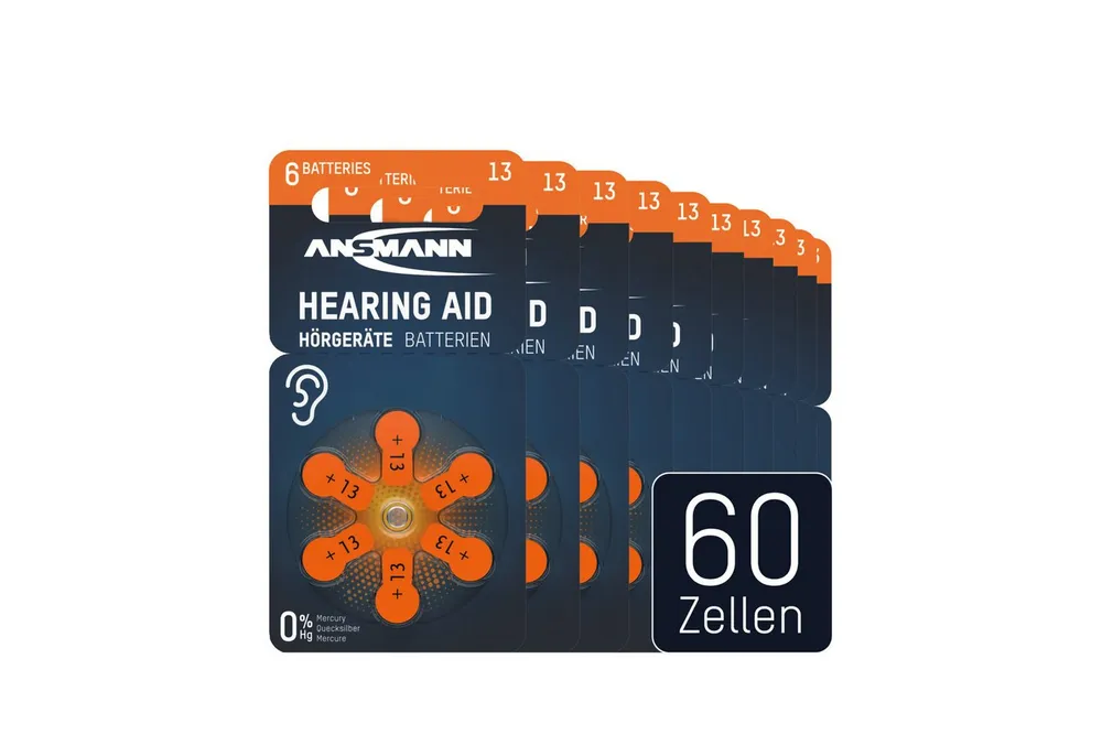 ANSMANN AG Hörgerätebatterien Typ 13 orange, 60 Stück Knopfzelle