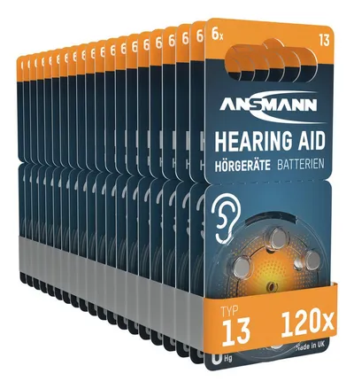 ANSMANN AG Hörgerätebatterien Typ 13 P13 PR48 ZL2, 120 Stück Knopfzelle