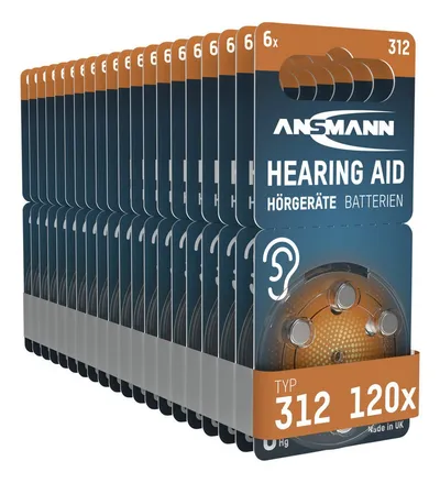 ANSMANN AG Hörgerätebatterien Typ 312 P312 ZL3 PR41, 120 Stück Knopfzelle