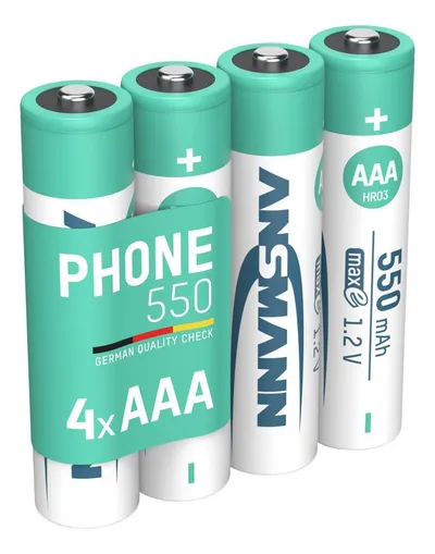 ANSMANN AG Telefon Akku AAA, 4 Stück, 550mAh 1,2V, DECT Akku 550 mAh (1.2 V)