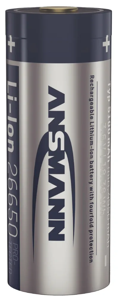 ANSMANN Li-Ion-Spezial-Akku 26650, 3,6 V, 5100mAh, mit USB-C Ladebuchse