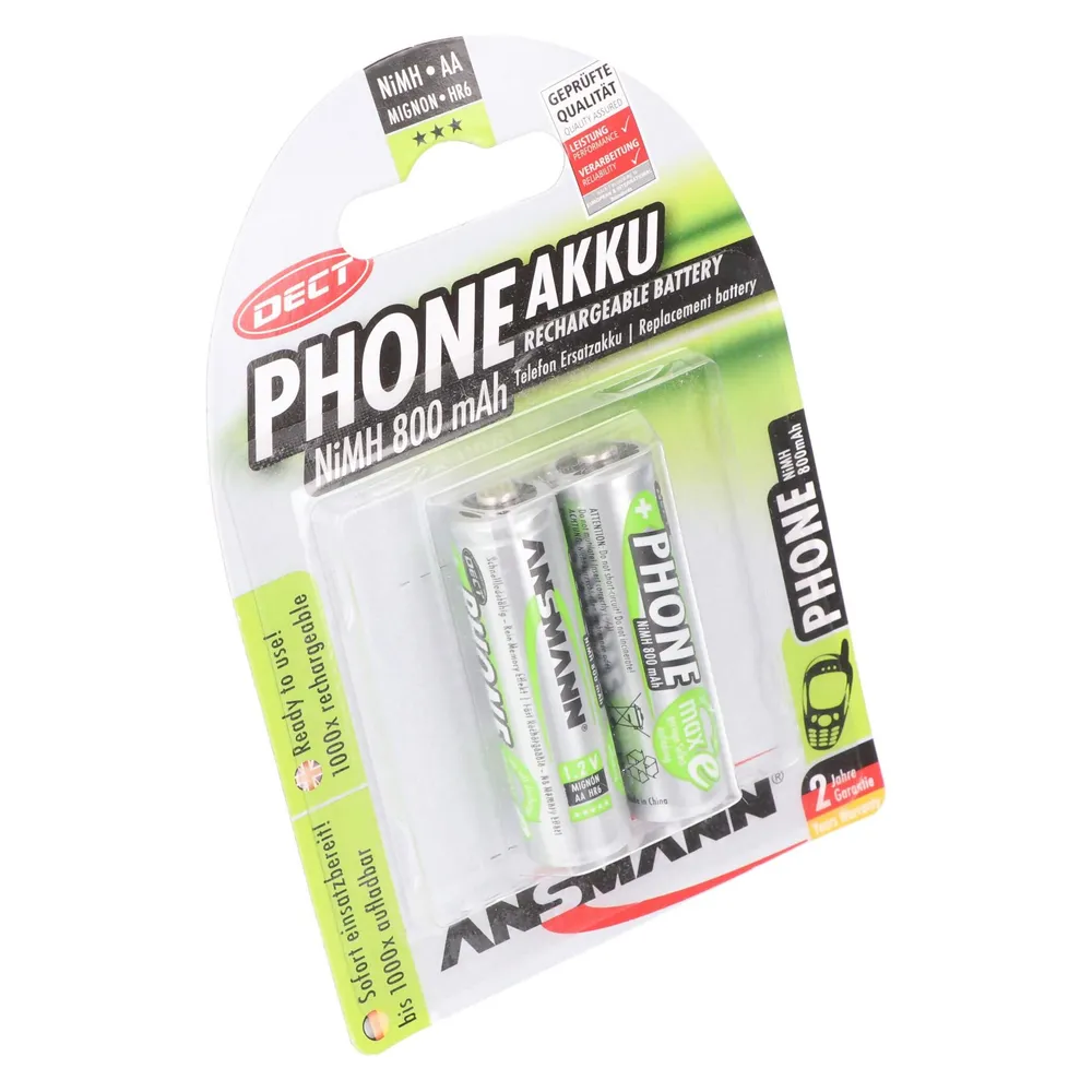 Ansmann NiMH-Akku Mignon 800mAh DECT 2er Blister