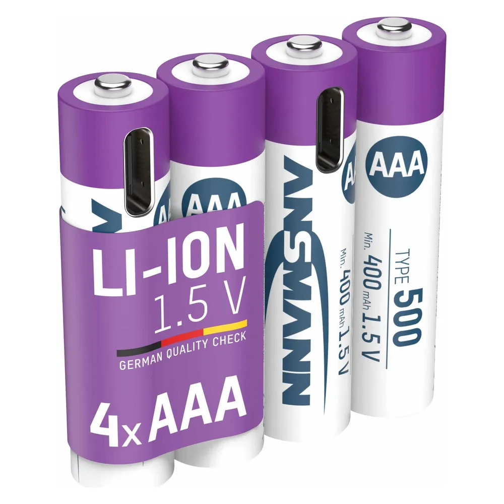 Li-Ion Akkus Micro AAA Typ 500 (min. 400 mAh) 4er Karton