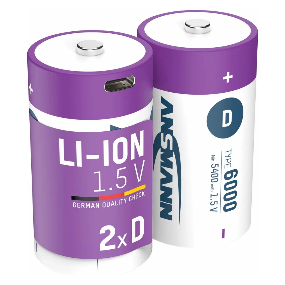 Li-Ion Akkus Mono D Typ 6000 (min. 5400 mAh) 2er Karton