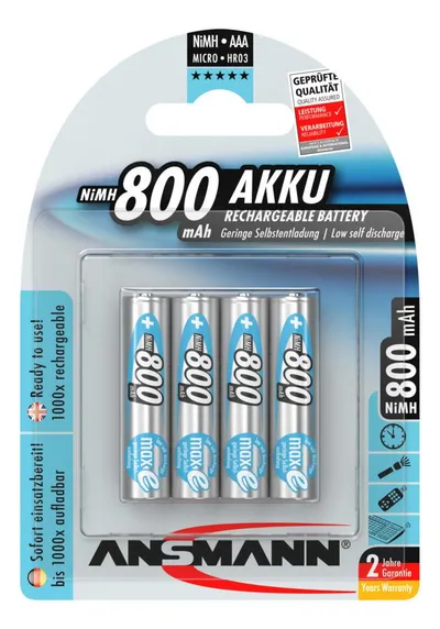 NiMH Akku Micro AAA 800 mAh maxE 4er Blister Akku