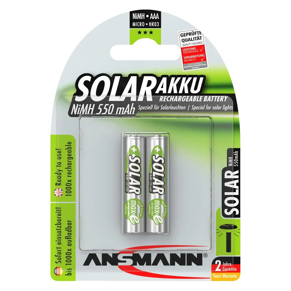 Solar NiMH Akku Micro AAA 550 mAh maxE 2er Blister Akku