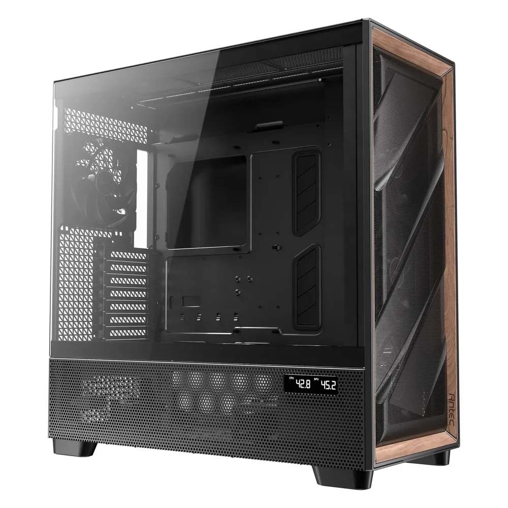 Full Tower Antec FLUX PRO EUV Schwarz Holz Temperiertes Glas PC Full Tower Antec FLUX PRO EUV Schwarz Holz Temperiertes Glas PC