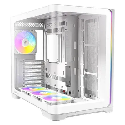 PC-Gehäuse Antec C5 Curve ARGB Midi Tower Weiß USB-C Glas ATX