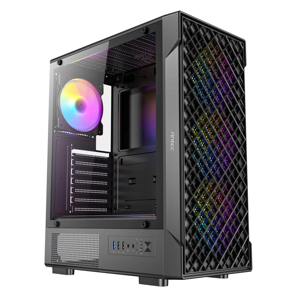 PC-Gehäuse Antec VX-320 ARGB Midi Tower Schwarz ATX Tempered Glass