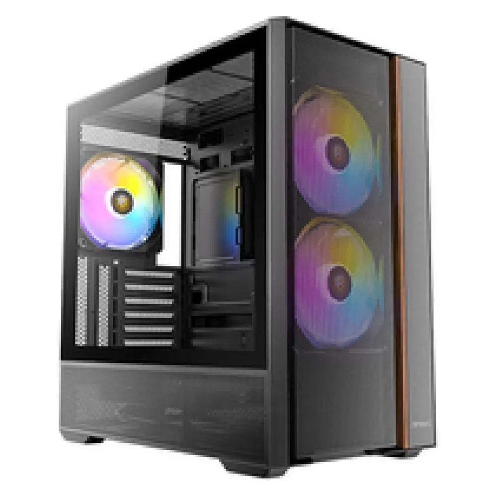 PC-Gehäuse Antec FLUX REAR Midi Tower Schwarz Gaming RGB USB-C Glas