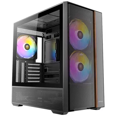 PC-Gehäuse Antec FLUX REAR Midi Tower Schwarz Gaming RGB USB-C Glas