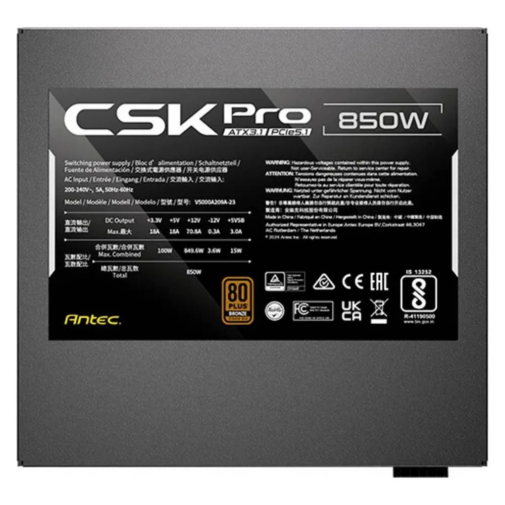 Fuente de Alimentación Antec SIGNATURE CSK850 PRO 850W 80 PLUS Bronze modular