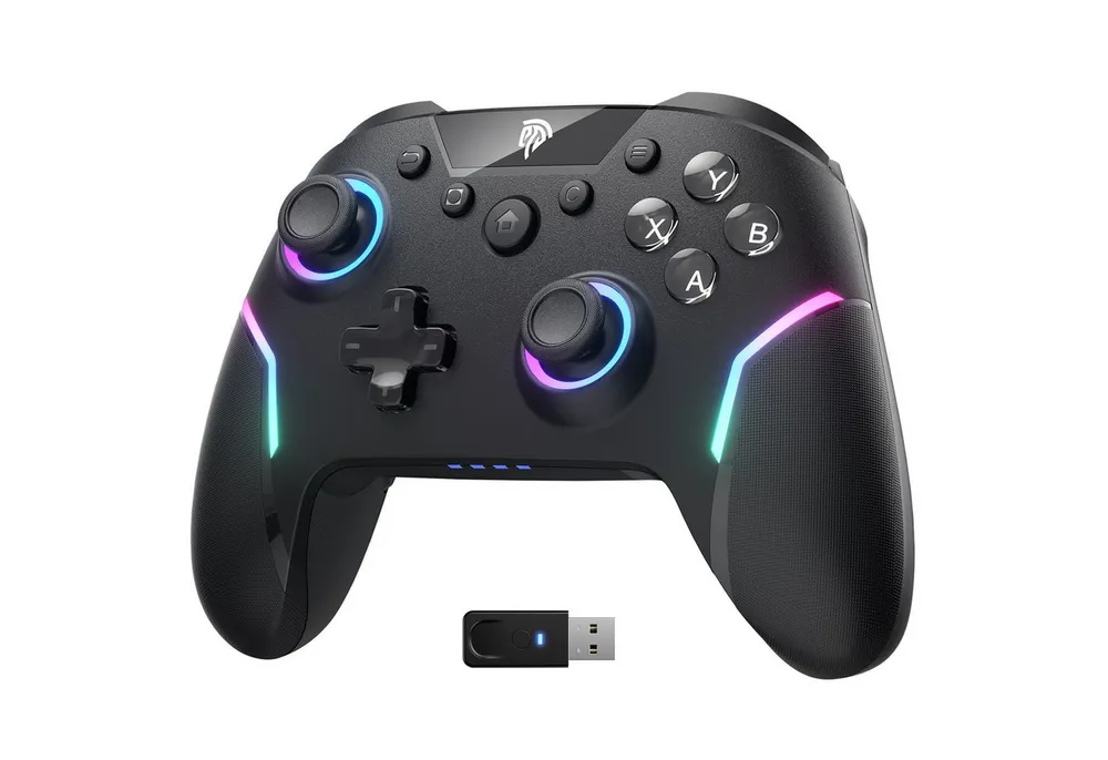 ANYSUN Controller Wireless Gaming Controller mit RGB-Hintergrundbeleuchtung Controller (Bluetooth Controller mit 2 in 1 Trigger & abnehmbare Hall Joystick, & Mechanische Tasten, 6 Achsen Gyro, Kompatibel mit PC/Switch/Handy)