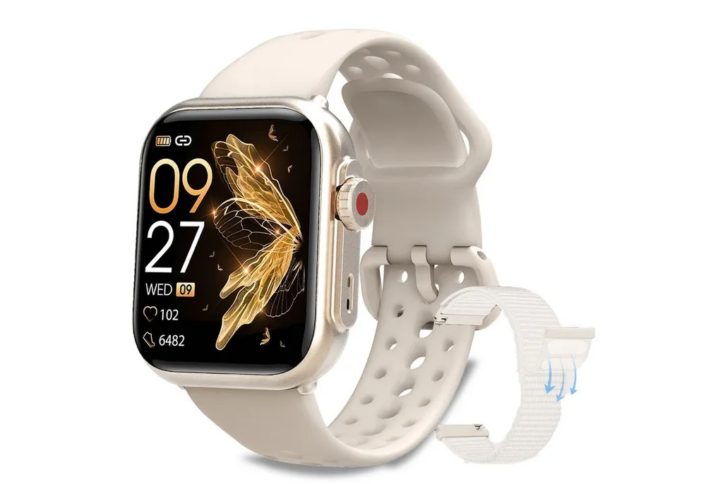 ANYSUN Smartwatch Damen Herren mit 1000mAh Akku, Smartwatch (4.65 cm/1,83 Zoll) Fitness Tracker Uhr für Damen Herren 30 Tage Ultralange Standby, 24H Telefonfunktion/Herzfrequenz/SpO2/Schlaf,100+Sportmodi Android iOS