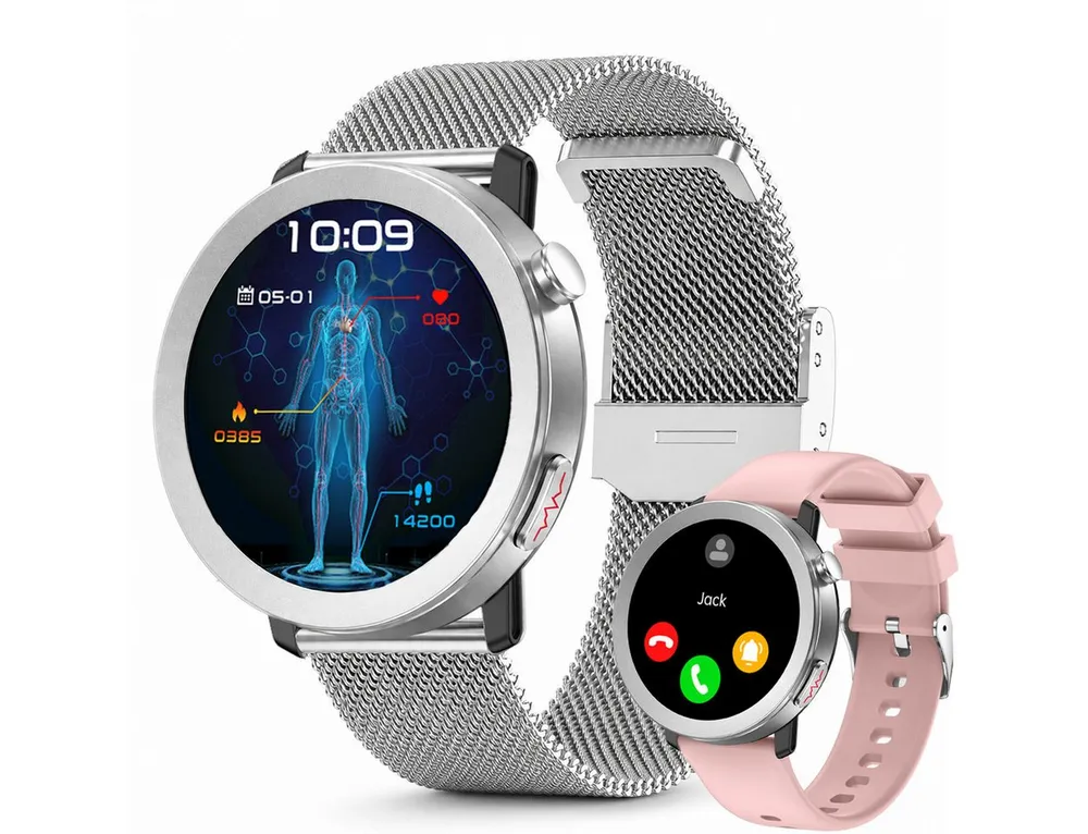 ANYSUN Smartwatch Herren Damen,Fitness Tracker Uhr mit Telefonfunktion Smartwatch (4,1 cm/1,46 Zoll) Gesundheitsuhr mit EKG+HRV/Blutdruckmessung/BMI, mit SOS-Notruf, IP68 100+ Sportmodi,24/7 Herzfrequenz/Schlafmonitor/SpO2, Android/iOS