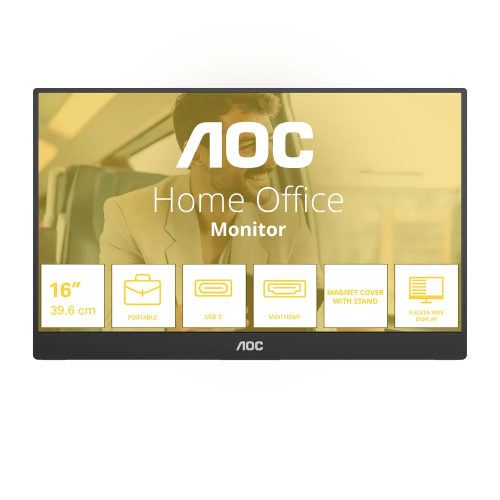 Monitor AOC 16T20E2 15,6" FullHD 60Hz IPS USB-C Mini HDMI Lautsprecher 4ms
