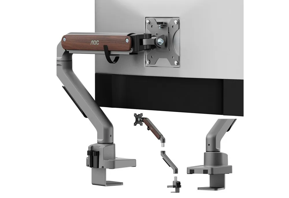 AOC Monitor-Halterung 17-32 Zoll, bis 9 kg, VESA 75x75-100x100,AM200, (bis 32 Zoll, Packung, neigbar,schwenkbar,drehbar,Gasdruckfeder,Kabelmanagement)