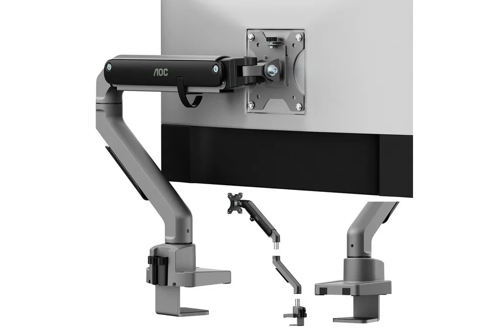 AOC Monitor-Halterung 17-32 Zoll, bis 9 kg, VESA 75x75-100x100,AM200, (bis 32 Zoll, Packung, neigbar,schwenkbar,drehbar,Gasdruckfeder,Kabelmanagement)