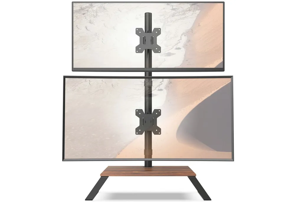 AOKCOS Monitorständer, (bis 27 Zoll, mit Regal & Abnehmbaren Metallfüßen & für 2 Bildschirme)