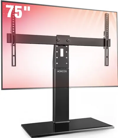 AOKCOS TV-Ständer Tisch-TV-Ständer, TV-Standfuß, 32-75 Zoll, (bis 75 Zoll, höhenverstellbar, ±25° schwenkabr, rutschfeste Füße)