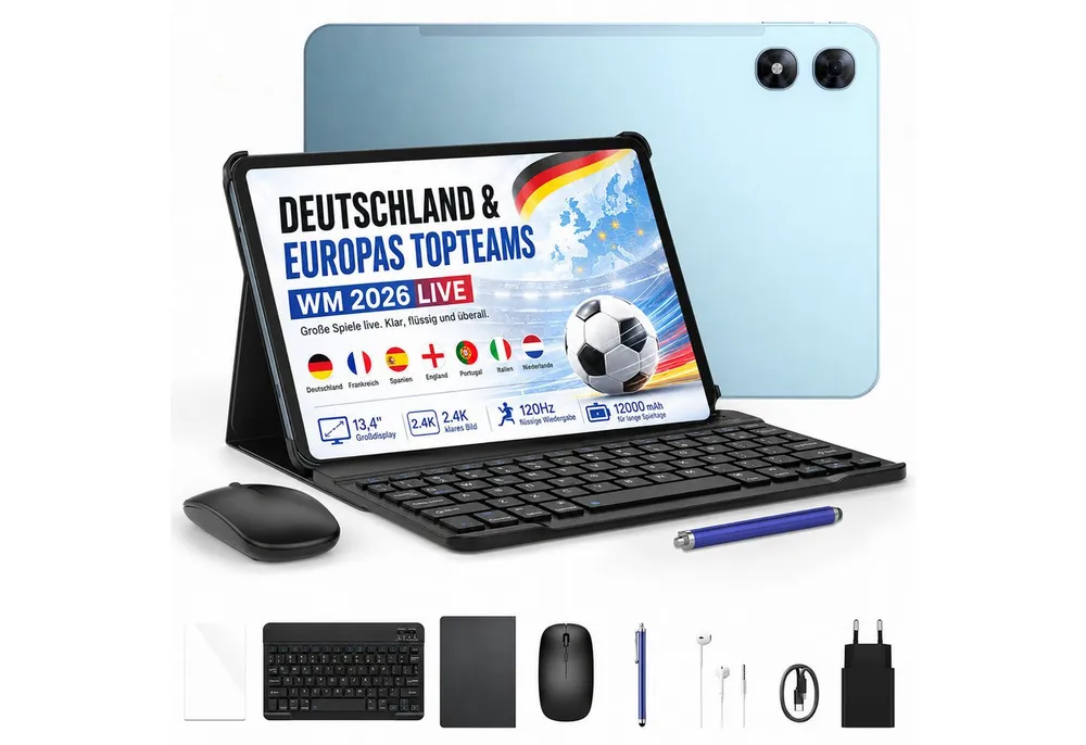 Aorlym Tablet Aorlym AP13PRO 4G LTE 14 zoll Android mit tastatur und maus SIM Tablet (13,4", 256 GB, Android 16, 4G, UNISOC T7280, 16MP Kamera, Dual Lautsprecher, 120Hz Display, Gemini AI)