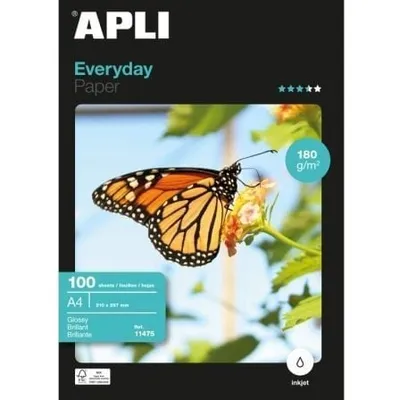 Apli 11475 Fotopapier, glänzend, A4, 180 g, 100 Blatt, FSC Inkjet