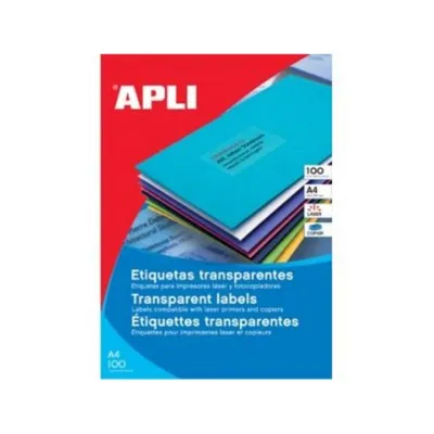 Etikett für Drucker selbstklebend APLI SP-581225 A4 Transparent Laser