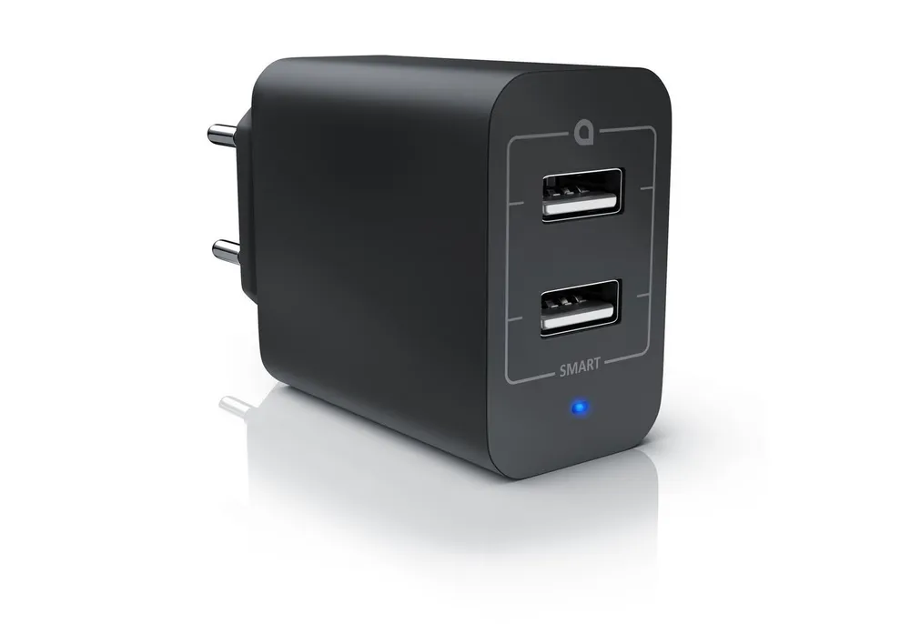 Aplic 2-Port Netzteil für Handy/Smartphone/Tablet, 4800mA -2400mA je Port USB-Ladegerät (4800 mA, 24 Watt Dual Port Smart USB Charger mit Power LED, 4800mA insgesamt)