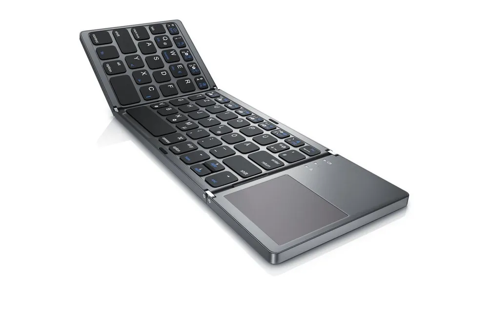 Aplic faltbares Mini Bluetooth Keyboard mit Touchpad im Super Slim Design Wireless-Tastatur (Multitouch-Gestensteuerung, QWERTZ, klappbar, für PC Smartphone Tablet)