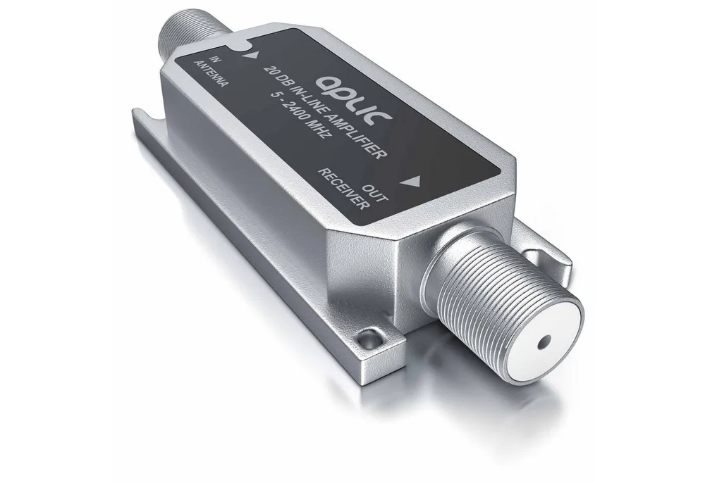 Aplic Inlineverstärker, Satelliten Leitungsverstärker, SAT Verstärker Leistungsverstärker (Inline 5 - 2400 MHz SAT Verstärker, Anschluss über F-Anschlussbuchsen)