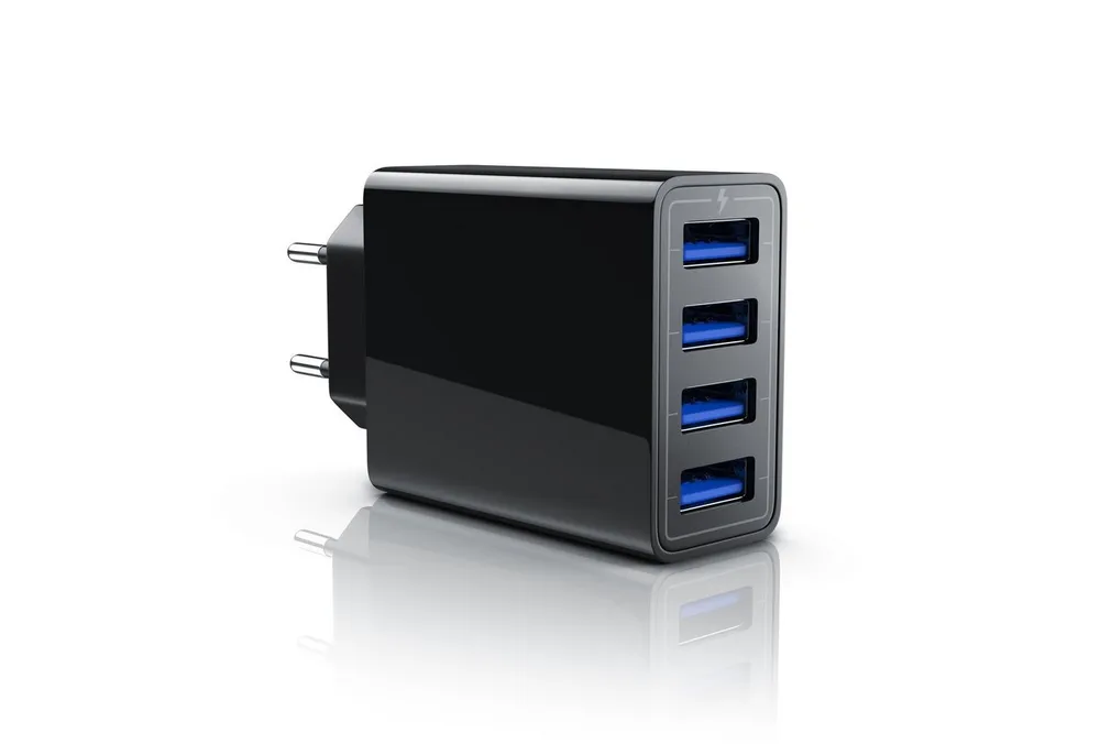 Aplic USB-Ladegerät (5000 mA, 4-Port Netzteil für Handy, Tablet uvm. 5000mA, 2,4A Max. je Port, 25W)