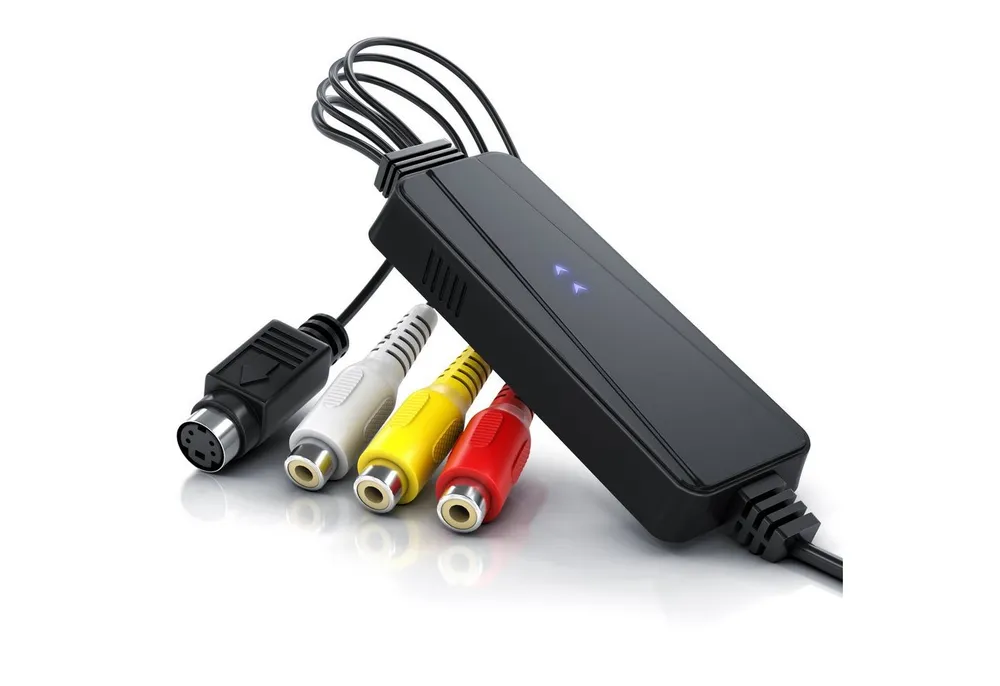 Aplic Video Grabber Audio- & Video-Adapter USB Typ A, S-Video, Composite CVBS, Cinch zu USB 2.0 Typ A Stecker, S-Video Buchse (Mini-DIN 4), Composite CVBS Buchse, Cinch Buchse, USB Videograbber Audio Video Konverter, PAL NTSC Videos digitalisieren