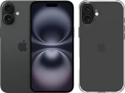 Apple iPhone 16 Plus 256GB Schwarz + BlueBuilt Protective Backcover Transparent