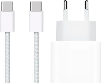 Apple USB-C-Ladegerät 20 W + USB-C-Kabel 1 m Nylon Weiß