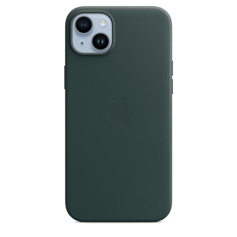 iPhone 14 Plus Leder Case mit MagSafe - Waldgrün Handyhülle