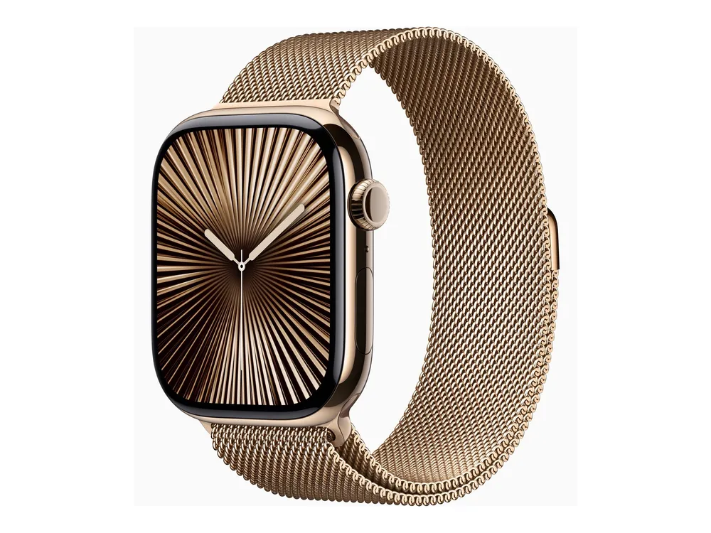 Apple Watch Series 10 (GPS + Cellular) 46mm Titan gold mit Milanaise-Armband S/M gold | mc7t4qf/a |