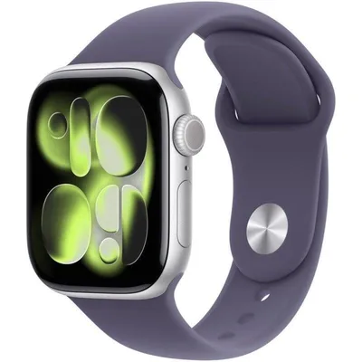 Apple Watch Series 11 GPS NFC 42mm Retina OLED Silber Lila M/L Wasserdicht IP6X SpO2 Puls Schlaftracking SOS