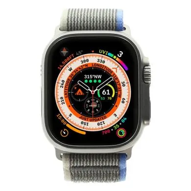 Apple Watch Ultra GPS + Cellular 49mm Titan natur Trail Loop blau/grau M/L